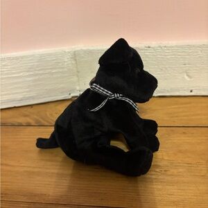 Fluffy Black Plush Dog Toy with Silver Collar